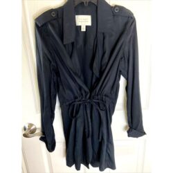 Hinge Women’s Black 100% Lyocell Long Sleeve Open Front Shirt Jacket XS