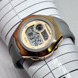 Marathon Gold Tone WR St. Steel Gray Silicon Band Women’s Watch New Battery