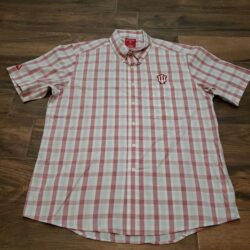 Indiana Hoosiers Shirt Mens Extra Large White Plaid Antigua Logo Embroidered