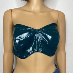 Savage X Fenty Leather Tease Vinyl Bandeau Bralette Size 1X Hunter Green NWT