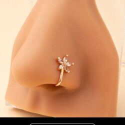 4Pc Cubic Zirconia Flowers Copper Nose Ring No Piercing Nose Clips Fashion Rings