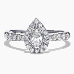 Wedding/Engagement Crystal Clear Shiny Silver Water Drop Diamond Ring, VIP203