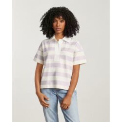 Everlane Polo Shirt Size S Retro Jersey Purple Striped Cotton Short Sleeve New