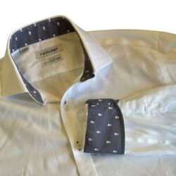 Twillory Safe Cotton Tailored White Skull Flip Cuff Dress Shirt 15.5 34 / 35 M