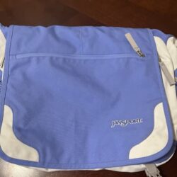 Jansport 6 Pocket Messenger  bag White And Blue 15”x 13”