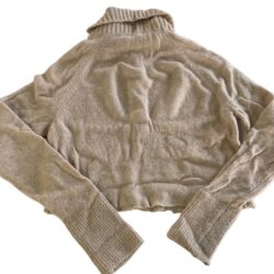 Market Sweater Women Medium Tan Collared Raw Hem Cozy Knit Crop Pullover Stretch