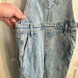 Old Navy 2 Bib Denim Jean Overalls Light Wash Blue Straight Leg Pockets Y2K