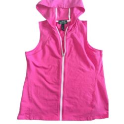 Lauren Ralph Lauren Jacket Womens L Medium Pink Hoodie Sleeveless Full Zip (B13)