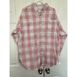 Columbia PFG Men’s Omni-Shade Fishing Shirt Red Plaid Size XL