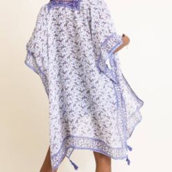 Lightweight Boho Festival Ditsy Floral Paisley Kimono Lilac Blue White