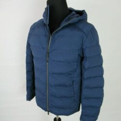 MONOBI Lt Defense Down Puffer Jacket Mens Large Blue Hood Wind Water Proof