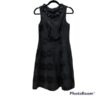 Adrianna Papell black textured printed dress with jeweled neckline 4