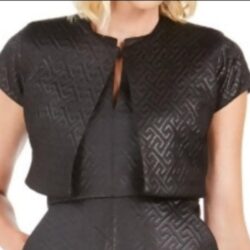 $139 NWT Natori Black Textured Quilted Jacquard Bolero Shrug, L