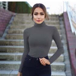 Grey Turtle Neck Bodysuit