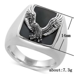 “925 Silver Plated Unique Flying Eagle Knight Cool Punk Men’s Ring, MLNN1246