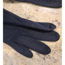 Vintage Size M Black Nylon Stretch Formal 8.5″ Gloves Rhinestone Bracelet Wrist