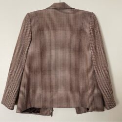 Vintage Embassy Row Petites Brown Plaid Wool Blazer Zip Jacket Houndstooth