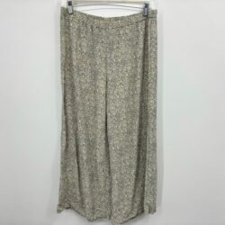 Eileen Fisher Wide Leg Cropped Pants Size Small Beige Black Tencel