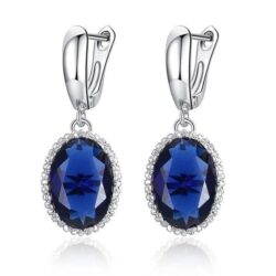 925 Silver Plated Dainty Blue CZ Drop Earrings For Women, MLNN1170