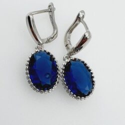 925 Silver Plated Dainty Blue CZ Drop Earrings For Women, MLNN1170