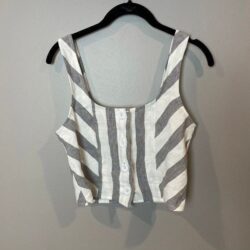 Vici Striped Outfit Gray and White Button Front Medium