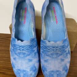 Skechers Knit Scalloped Slip-On Shoes Reggae Fest Umpire Blue 9.5