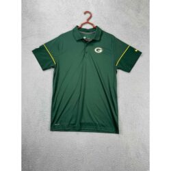 Green Bay Packers Shirt Mens Large Dri-Fit Green Polo Rugby NFL Training Nike