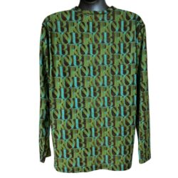 Burton Tee Green Blue Brown All Over Logo Long Sleeve Layer Men’s Size XL