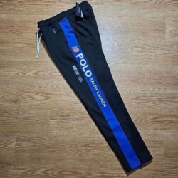 Polo Ralph Lauren 1967 Double Knit Track Pant Women’s S Black Blue USA Flag Logo