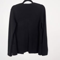 Theory Womens L Black Lanais Canonical Cardigan Sweater Blazer Wool Open Front