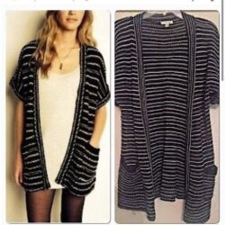 Urban outfitters Silence + Noise Striped Black and white open Sweater Cardigan-S