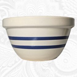 Robinson Ransbottom Mixing Bowl 2 Quart 8 in 303 Blue Stripes Roseville Ohio USA