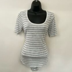 Madewell‎ Gray & Black Stripe High Low Blouse Size S B-60