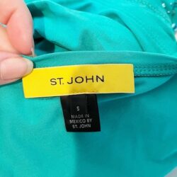 St. John Beaded Tank Top and Cargo Style Ankle Length Pants Teal Green Small / 4