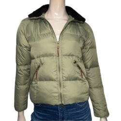 Ugg Women’s Size XS Green Down & Feather Shearling Neck Puffer Jacket Coat