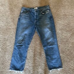 Agolde Riley High Rise Straight Crop Jeans Frequency Medium Wash Size 31