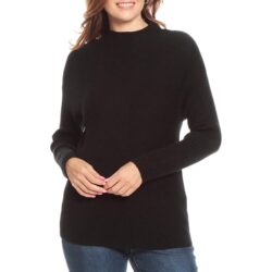 Cyrus Women’s Mockneck Ribbed Sweater Long Sleeves Black Tight Knit Size XS