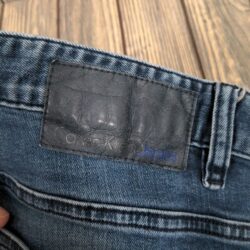 Calvin Klein Men Slim Fit Jeans Dark Wash Blue Distressed Stretch 33×30
