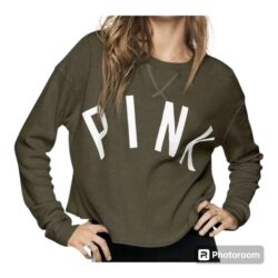 Victoria’s Secret PINK Waffle Tee Top Camo Green/White