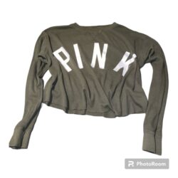 Victoria’s Secret PINK Waffle Tee Top Camo Green/White