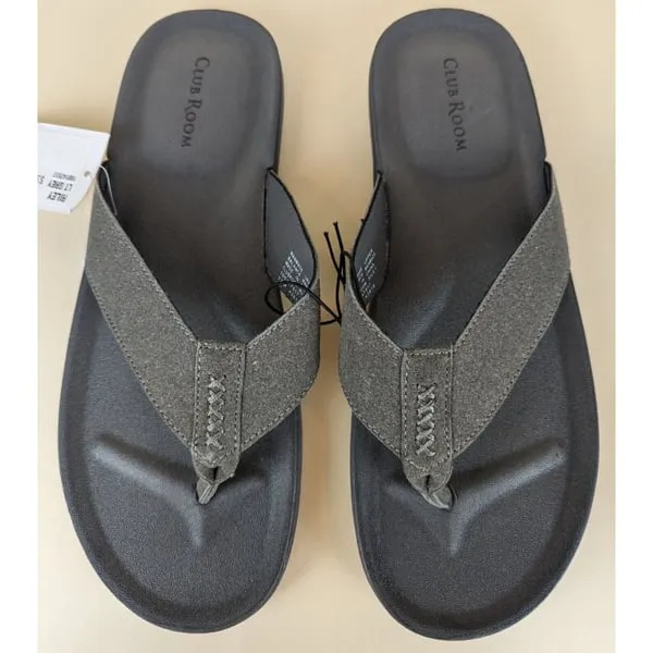 Club Room Riley Flip Flop Sandals Mens 11 Light Grey Toe-Post Flats Shoes NWT - Image 10