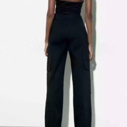 ZARA Black Strapless Cargo Jum