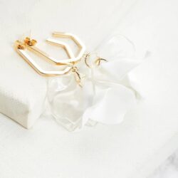 Rashida Clear Petal Statement Drop Earrings