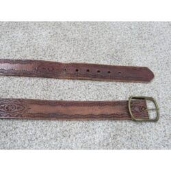 Brown Leather Belt 42 Embossed Vintage Unique Casual Western Gold