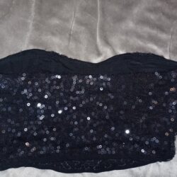 Small Black Sequin Tube Crop T