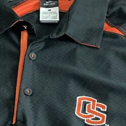 Nike Oregon State Men’s Shirt Polo Casual Black Orange Dri-Fit Short Sleeve Sz L