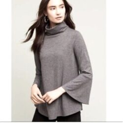 Anthropologie Postmark Liz turtleneck Gray Metallic Turtleneck bell sleeve small