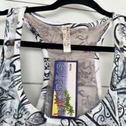 India Boutique Women’s One Size Flowy Black White Dress New NWT