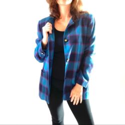 Vintage Blue & Pink Plaid Blazer Size 12