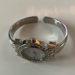 Ladies Geneva Rhinestone Silver Tone Watch Working New Battery